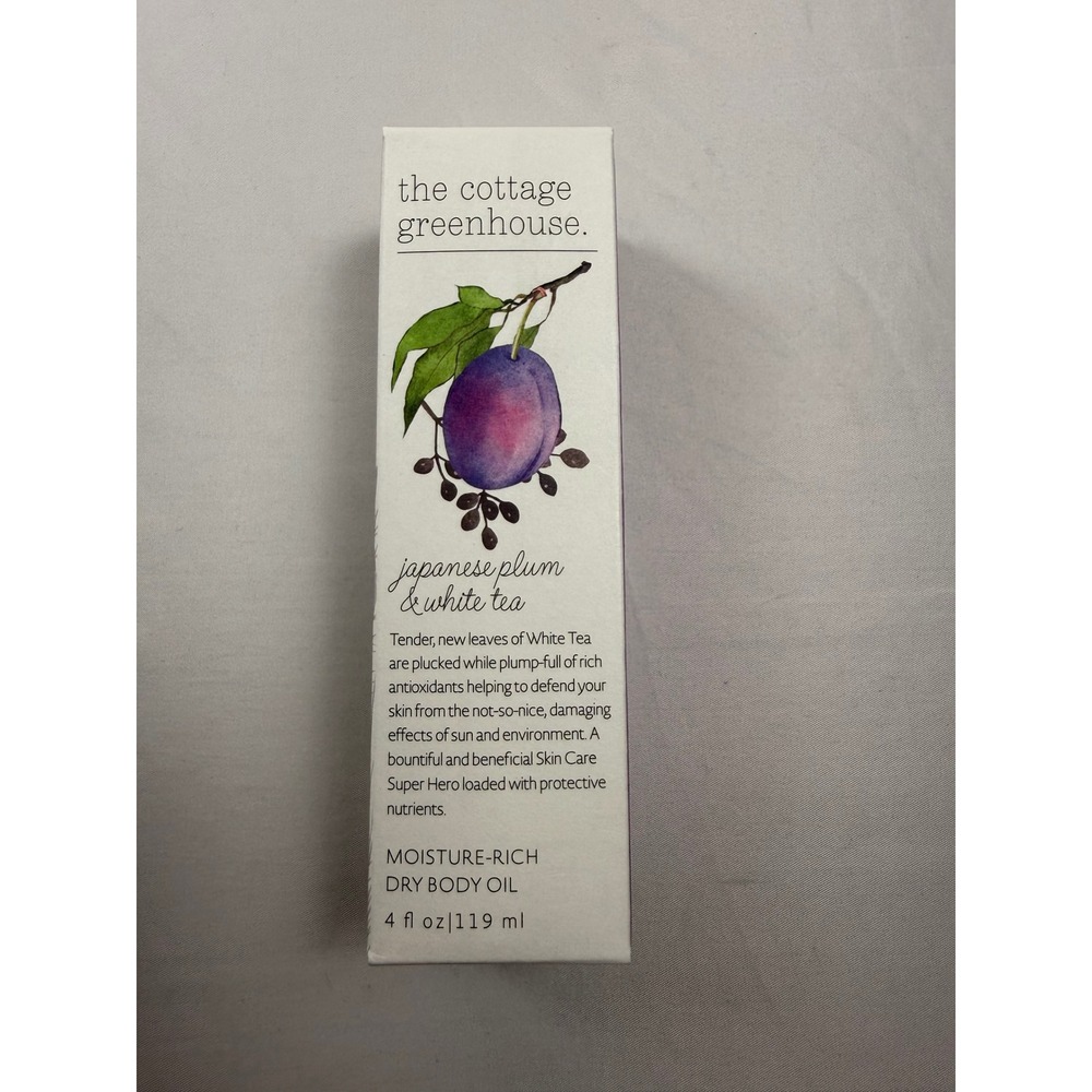 The Cottage Greenhouse Japanese Plum & White Tea Dry Body Oil 4oz Moisture Rich